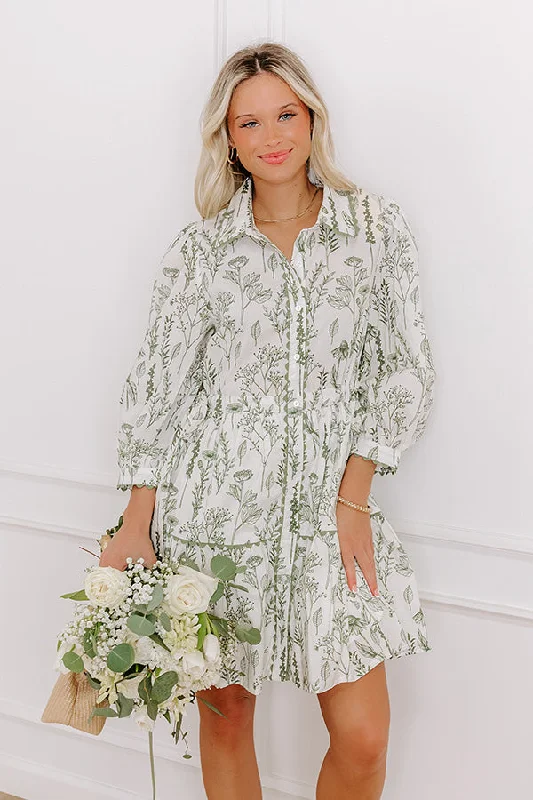 Memory Lane Floral Mini Dress in Sage