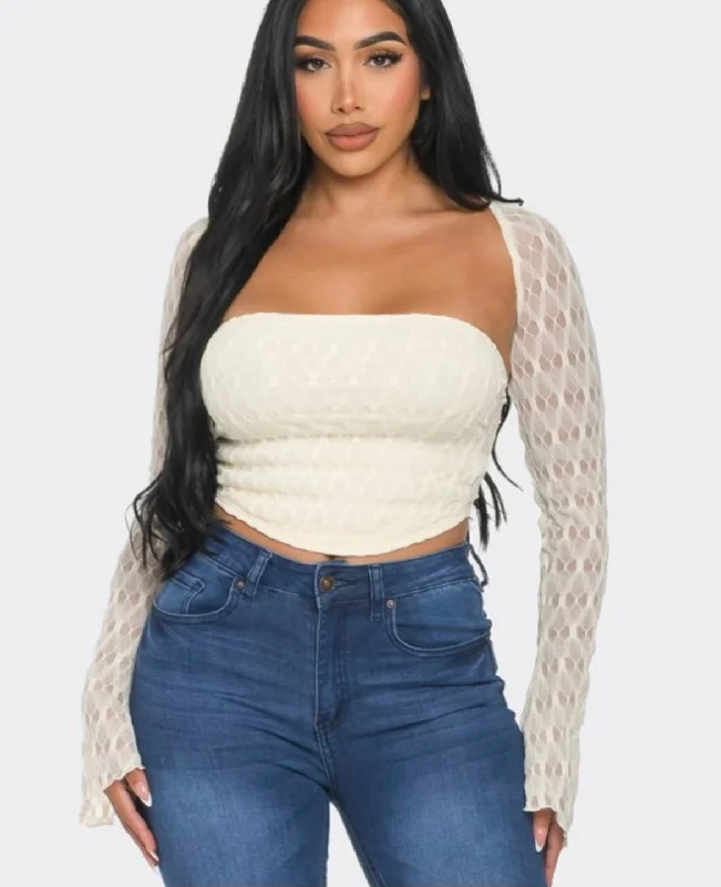 Lace Strapless Top with Carigan