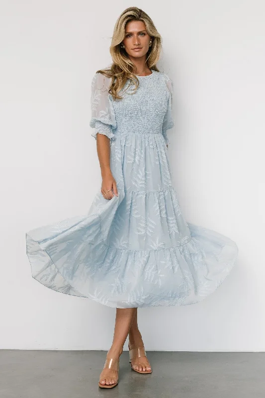 Nellie Smocked Midi Dress | Light Blue