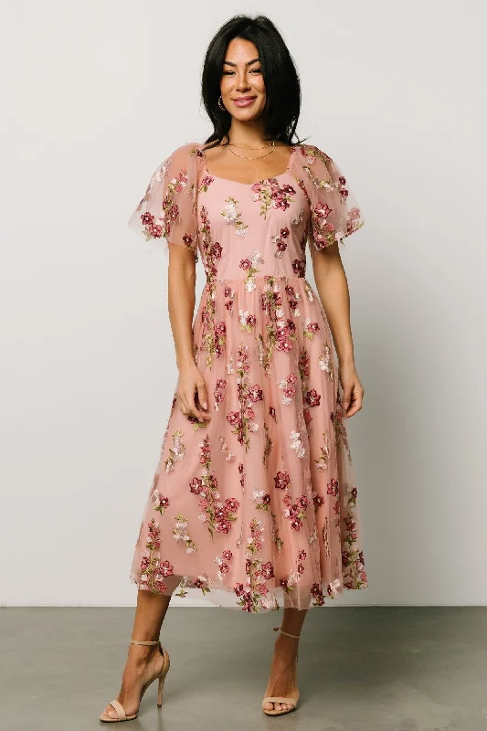 Gwyneth Tulle Midi Dress | Blush Floral