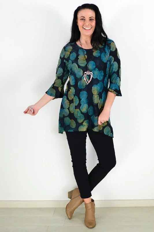 Green Charcoal Patchwork Tunic Top