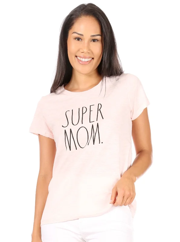 Women's "SUPER MOM" Short Sleeve Classic Slub T-Shirt